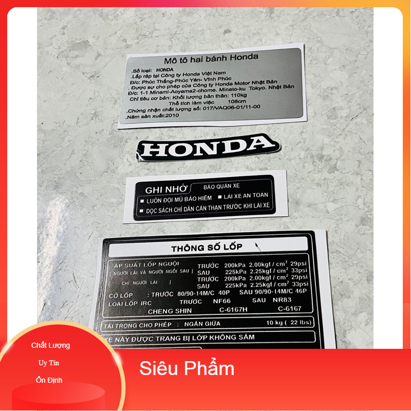 Tem Thông Số Dán Xe Máy Honda AB Việt Nam Air Blade 2009- 2010 -2011 2012 - 2013 - 2014 - 2015 -2016