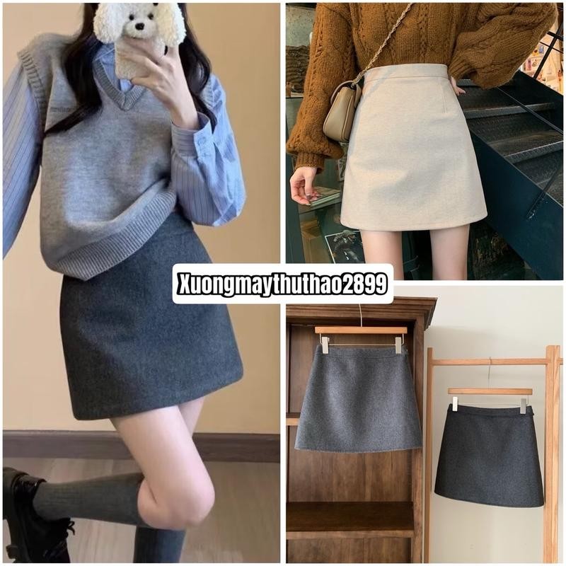 [M245] Chân Váy Dạ Ép Bassic Dáng Ngắn Phom A  Có Quần Bảo Hộ