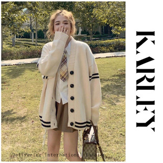 KARLEY Phong cách đại học Tay áo dài Đồ bộ nữ Dễ thương Hàng dệt kim#SO106-1