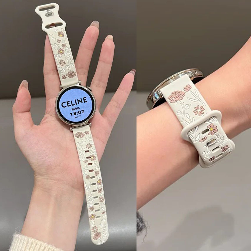 Dây đeo hoa khắc hai tông màu cho Samsung Galaxy Watch 7 FE 5 Pro 4 6 cổ điển 44mm 40mm Vòng đeo tay