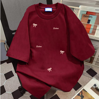 Áo thun tết đỏ nữ nơ local brand áo phông style hàn quốc