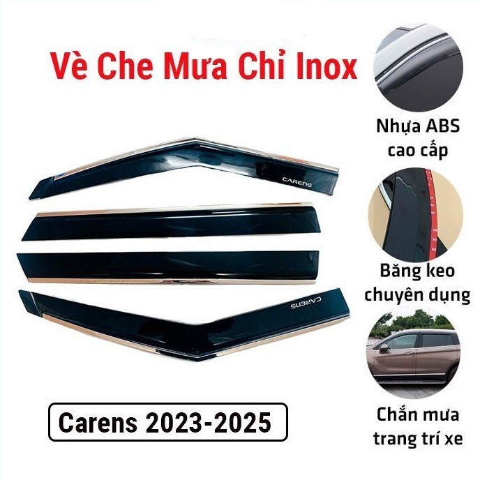 Vè che mưa cho xe Kia Carens 2023-2024-2025 chỉ Inox
