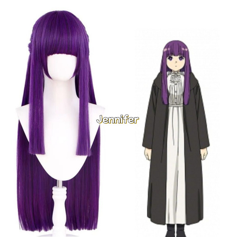 Anime Frieren At The Funeral Fern Cosplay Wig 80cm Long Straight Purple Wig Heat Resistant Synthetic