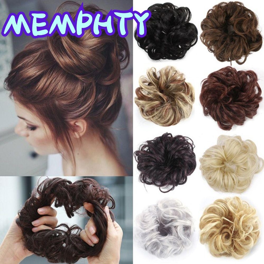 MEMPHTY Búi tóc giả xoăn co giãn thời trang cho nữ