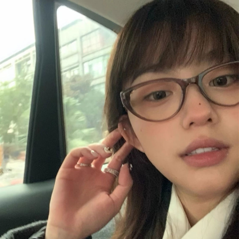 Orange Cat Eye Myopia Glasses European and American Retro Plain Black Frame Anti-Blu-ray Myopia Glas