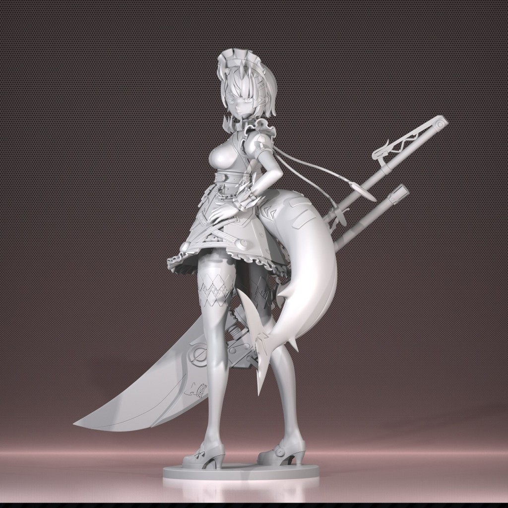 Elean Qiao Out of District Zero Shark Girl GK Khuôn Trắng Hình 3d In Nhựa Trắng Khuôn Trang Trí 8K1L