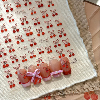  Cung Cherry Stickers Ngọt ngào red Nơ Nail Sticker Phụ kiện trang trí móng tay 