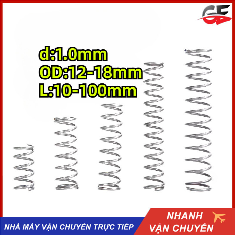 Lò xo nén inox 304，d1.0mm * OD12-18mm * 10-100mm [GE-XS-1]