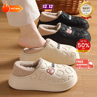 Dép bông, sục lông giày cotton đế dày đi trong nhà ấm áp có gót giày cotton giữ ấm chống thấm nước ( hàng sẵn )