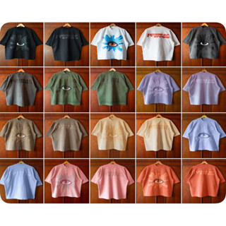  Hàng sẵn có HipHop Eye Foam In Hình Áo thun ngắn tay Hip-Hop Street Hợp thời trang dáng rộng High Street Nam 