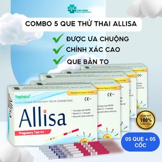 Combo 5 que thử thai Allisa phát hiện thai sớm, chính xác cao và dễ sử dụng