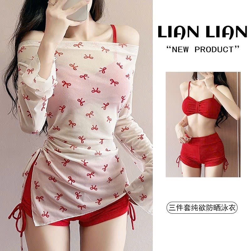 Set bộ đồ bơi bikini 3 chi tiết thiết kế họa tiết nơ trễ vai hottrend phong cách sexy gợi cảm HMH BKN61 | BigBuy360 - bigbuy360.vn