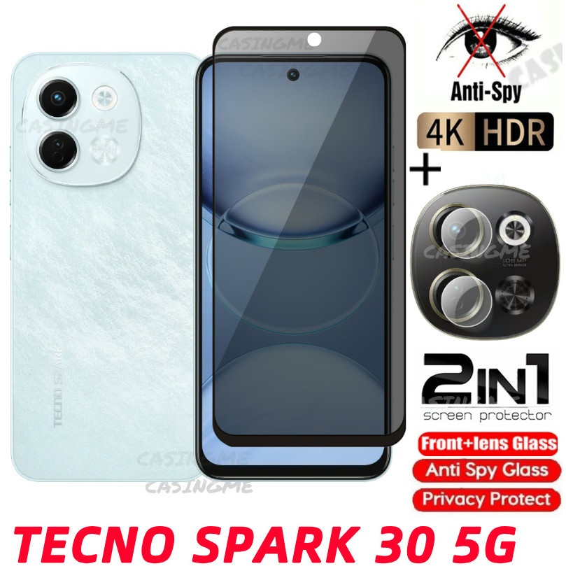 Tecno Spark 30 5G 2024 Kính cường lực riêng tư Chống gián điệp Full Cover Bảo vệ màn hình Chống Peek
