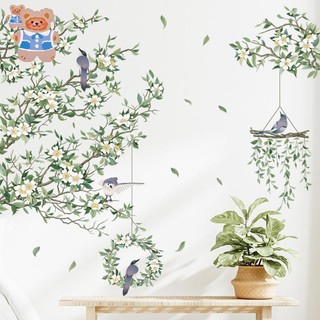 [Crf] Dán Tường Cây Thời Trang Hoa Lá Cây Vòng Hoa Trang Trí Chim Poster Giấy Dán Tường Có Thể Tháo Rời