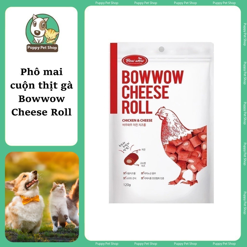 Bowwow Phomai Cuộn Thịt Gà Cho Chó Mèo 120G