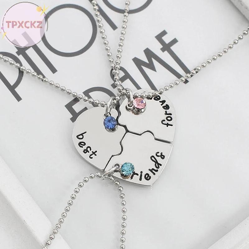 Tpxckz 3 Cái / bộ Trái Tim Chia Mặt Dây Chuyền Vòng Cổ Người Bạn Thân Nhất Bff Tình Bạn Cặp Đôi Vòng