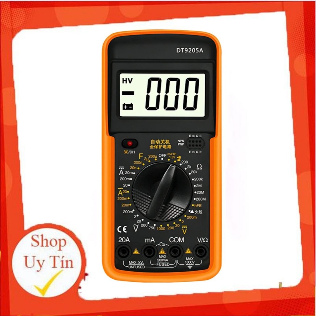 Đồng hồ đo điện, đồng hồ vạn năng Best 9205M đo Volt, ampe, điện trở và linh kiện điện tử cơ bản FET