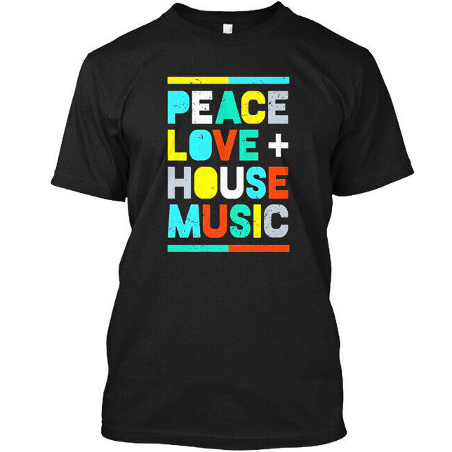House Music Edm Dj Peace Love - Áo thun hòa bình Áo dạo phố thông thường