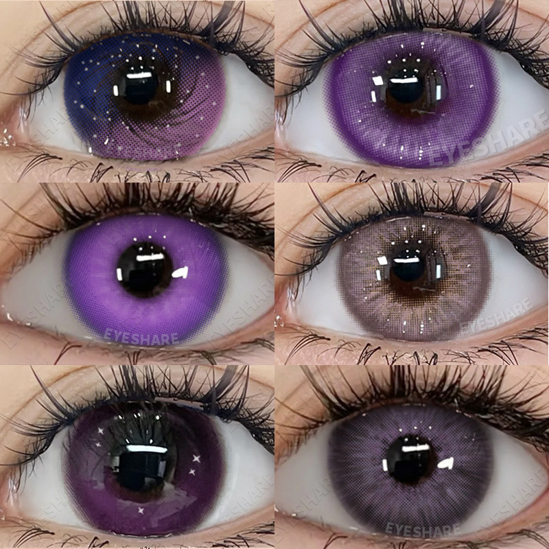(COD) 6 lens tím bán chạy nhất, lens mắt to quyến rũ và lens màu thường có hạn dùng 1 năm