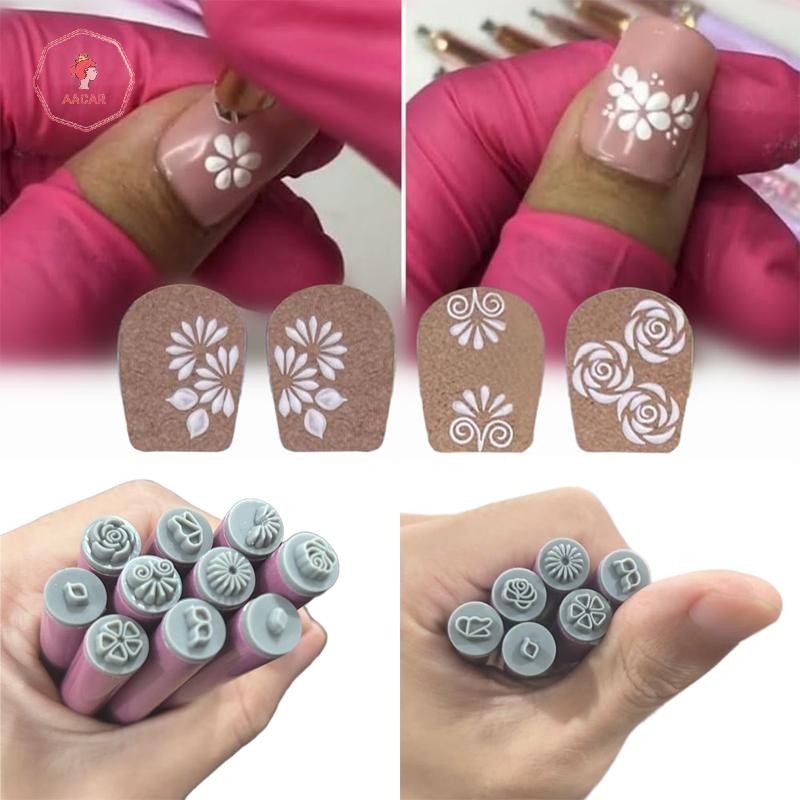 Aacar Nail Seal Pen Set Nail Graffiti Art Embellishment Tools Nail Art Stamp Pen Set Thiết kế sáng t