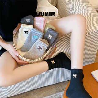 Tất thắt nơ UUMIR, Tất giữa bắp chân nữ mùa thu đông dày dặn, Tất liền mạch phong cách Nhật Bản ấm áp đa năng dành cho nữ Cô gái