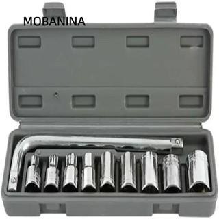 Mobanina 10 Cái / bộ Cờ lê ổ cắm, Công cụ phần cứng Sửa chữa ô tô Dụng cụ xe Cờ lê tay áo, Dụng cụ tay áo bằng kim loại di động Cờ lê loại L