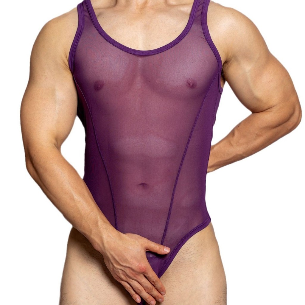 D. M Đồ lót nam lưới lưới Jumpsuit thong thoáng khí 8017