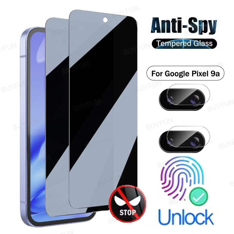 4in1 Privacy Glass Screen Protector For Google Pixel 9A 5G gug9a Picel A9 6.3" Tempered Glass Film +