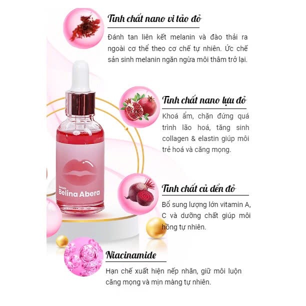 Serum Belina Abera dưỡng môi khử thâm và tạo sắc hồng tự nhiên cho môi hatastore
