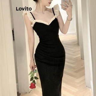 Đầm nữ Lovito ghép nối màu sắc màu trơn thanh lịch LNM70299