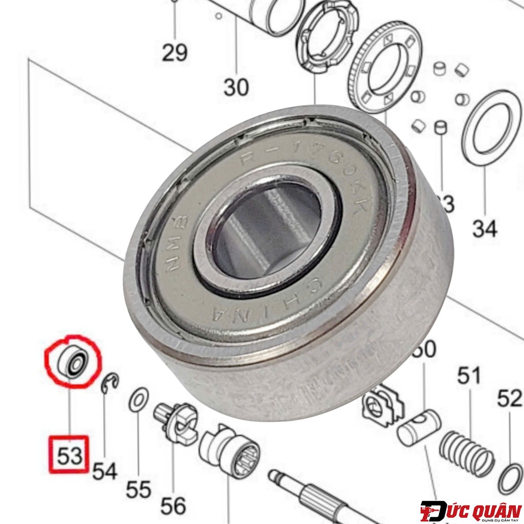 Bạc đạn ( 606 ) máy Makita HP2050, DHR242, DHR244 211012-0