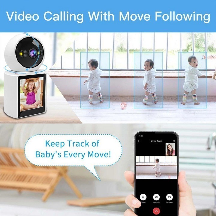 World mart - Camera Đàm Thoại 2 Chiều ICSEE Gọi Video 2.0MP, Tầm Nhìn Ban Đêm, Xoay 360 Độ