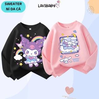 Áo Sweater dễ thương cho bé gái LaviBaby Áo dài tay thu đông thun Nỉ da cá Co dãn Mềm mịn - SW7