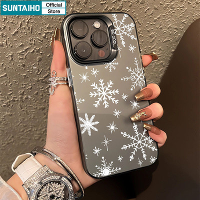 Suntaiho Ốp Lưng iPhone sang chản Vỏ Đẹp Họa Tiết Tuyết Trắng TPU Silicon Cứng IMD Cao Cấp Chống Sốc Cho Iphone 16 15 14 13 12 11 Pro Max Hàn quốc Ốp Lưng