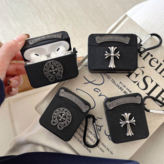 Vỏ da chéo kim loại 3D cho Apple Airpods 1 2 3 4 Rd Pro 2 Đinh tán kim loại Logo cho Airpods Pro 2 Vỏ chống rơi Tai nghe Bluetooth Hộp lưu trữ sạc có móc