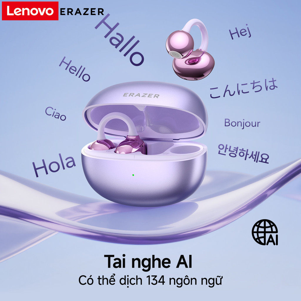 Lenovo ERAZER XF36 Tai Nghe Phiên Dịch Al Dịch thuật thời gian thực thông minh Tai nghe Bluetooth loại bỏ tiếng ồn Tai nghe không dây Bluetooth 6.0 Tai nghe không dây âm thanh nổi HiFi Tai nghe dẫn truyền xương | BigBuy360 - bigbuy360.vn
