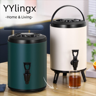  Xô trà sữa YYLINGX Bình đựng nước bằng thép không gỉ hai lớp Cách nhiệt lạnh nóng có vòi Thùng bảo quản nhiệt dung tích lớn 