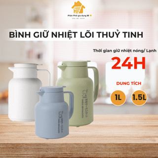  Bình giữ nhiệt lõi thuỷ tinh Hokori Việt Nhật phích nước giữ nhiệt ruột thuỷ tinh an toàn 