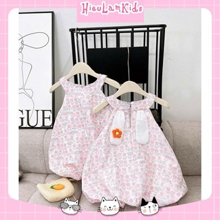 Xả kho X111 - (Tặng túi cà rốt) Váy bí hoa tulip hồng tai thỏ cho bé gái