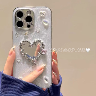 Ốp Điện Thoại Nhựa Mạ Kim Cương Trái Tim Tình Yêu Cho iPhone 17 Pro Max 17 Air 16 Plus 15 14 15 13 12 11 Vỏ Bảo Vệ Chống Sốc