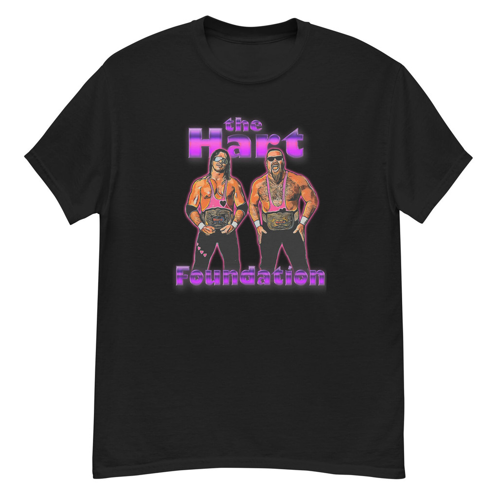 The Hart Foundation -80S Classic Tee Quần áo nam mới Áo thun nổi bật