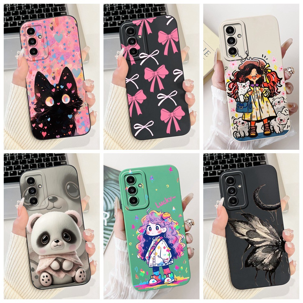 Dành Cho Samsung M14 M33 M52 5G Ốp Lưng Thời Trang Thẩm Mỹ Bướm Hoa Mèo Dễ Thương Ốp Lưng Cho M52 Sa