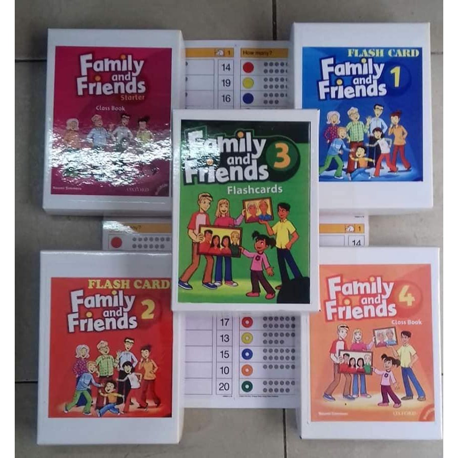 Flashcard Family and friends (Starter, Starter Phonics, 1,2,3,4,5) In 2 mặt khổ A5