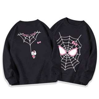  【 Áo len cặp đôi cỡ lớn M-8XL   Áo len Cotton nữ Hàn Quốc dễ thương Hello Kitty Graphic Oversize dáng rộng dáng rộng dáng rộng Áo len cổ tròn dài tay 