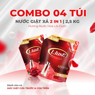  Combo 4 Túi Nước Giặt Xả 2in1 L-lusk  2,5kg  Nhiều Mùi Hương thơm đậm đặc sạch sâu 