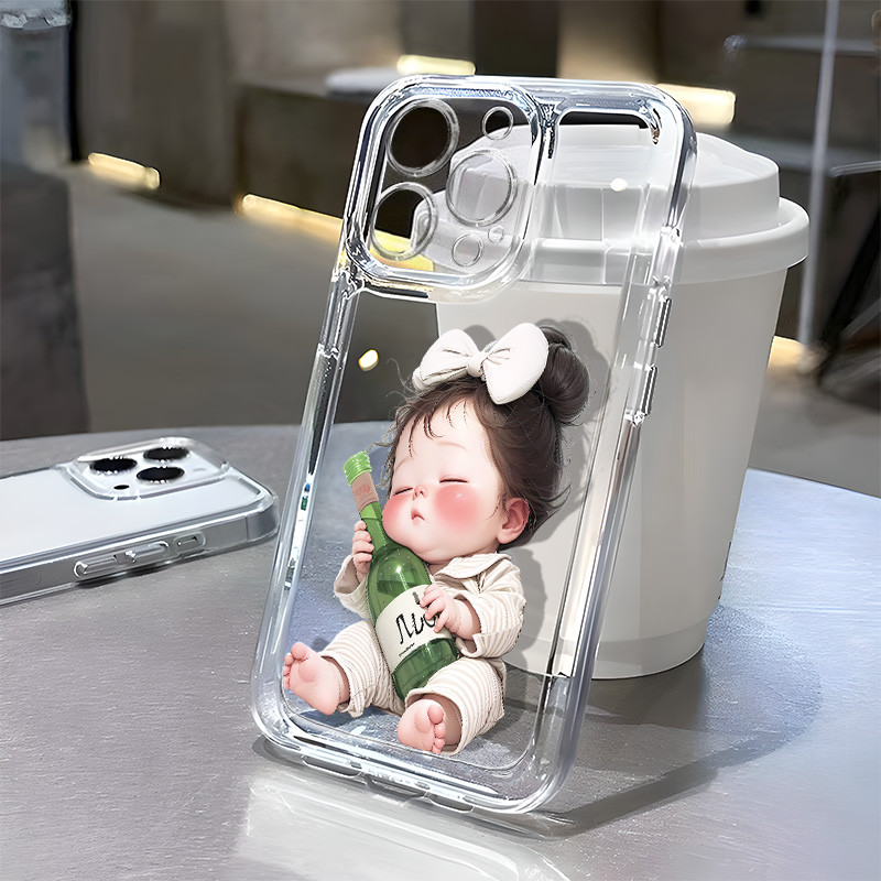 Ốp Lưng Say cô gái iPhone 16 Pro Max 15 11 14 13 12 Pro Max 8 7 Plus X XR XS 6 6S Se 2020 TPU Mềm Trong Suốt Vỏ Điện Thoại