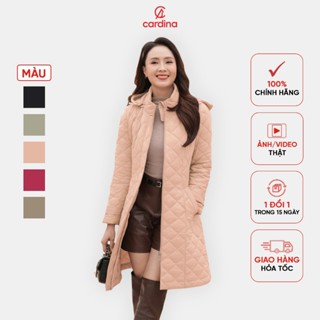  4PDF02 Áo phao nữ CARDINA chất liệu chần trám siêu nhẹ kiểu dáng dài sáng trọng trẻ trung giữ ấm tốt 4PDF02 