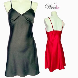 Váy ngủ nữ có mút đệm ngực WANNABE đầm ngủ lụa mềm mượt hack dáng đỉnh cao không cần áo chíp DNL01