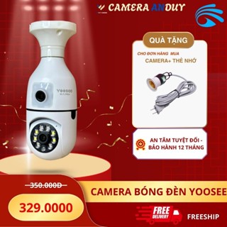 (Tặng kèm chuôi đèn) Camera đui bóng đèn  trong nhà Q4 Yoosee wifi 2 mắt quan sát đàm thoại 2 chiều