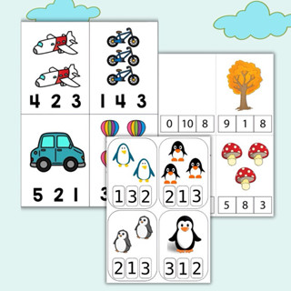 Tập làm quen với toán, tập đếm, được làm từ chất liệu giấy a4 in màu (Bộ học liệu giáo dục Montessori)